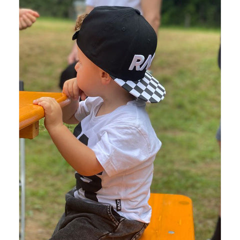 Cappello Nero Sbapback Bambino - Bandiera a Scacchi