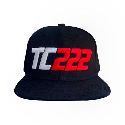 Cappello Nero Snapback Unisex - Logo TC222 Bianco e Rosso