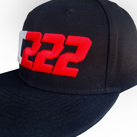 Cappello Nero Snapback Unisex - Logo TC222 Bianco e Rosso