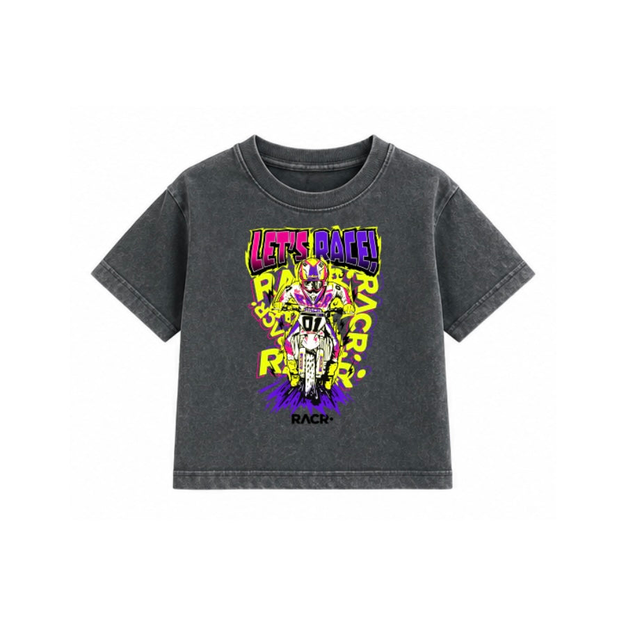 Maglia Grigia a Maniche Corte Larga Bambino - Let’s Race