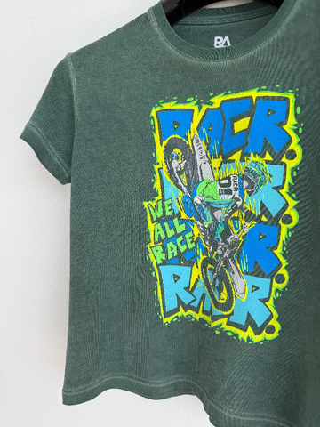 Maglia Verde a Maniche Corte Larga Bambino - We All Race