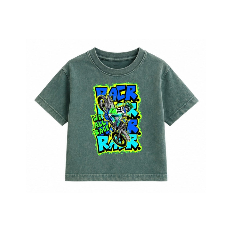 Maglia Verde a Maniche Corte Larga Bambino - We All Race