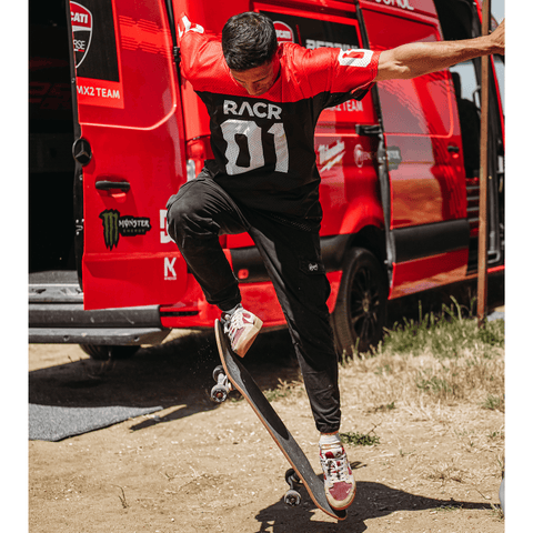 Maglia Nera e Rossa a Maniche Corte Larga Unisex - Football Americano