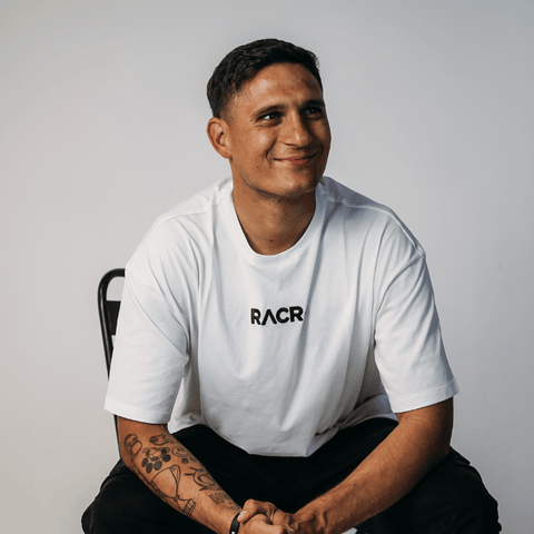 Felpa Bianca con Cappuccio Larga Unisex - Logo Distorto