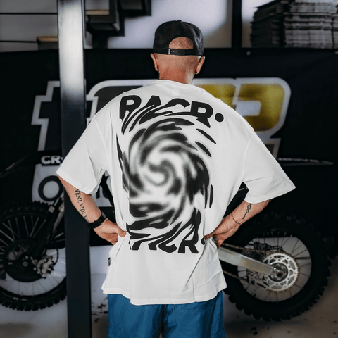 Felpa Bianca con Cappuccio Larga Unisex - Logo Distorto