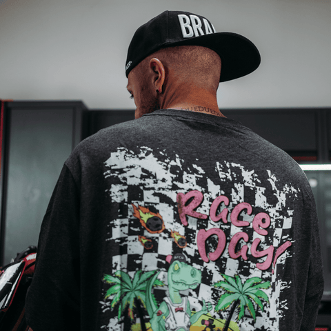 Maglia Grigia a Maniche Corte Larga Unisex - Race Day