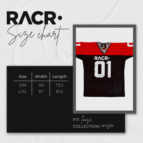 Maglia Nera e Rossa a Maniche Corte Larga Unisex - Football Americano