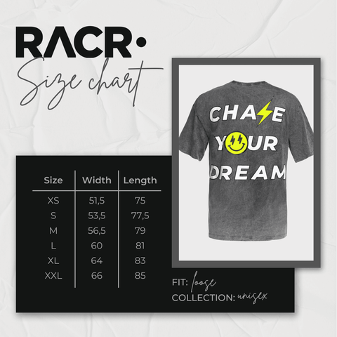 Maglia Grigia a Maniche Corte Larga Unisex - Chase Your Dream