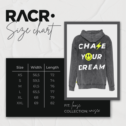 Felpa Grigia Scura con Cappuccio Larga Unisex - Chase Your Dream