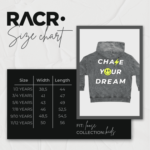 Felpa Grigia Scura con Cappuccio Larga Bambino - Chase Your Dream